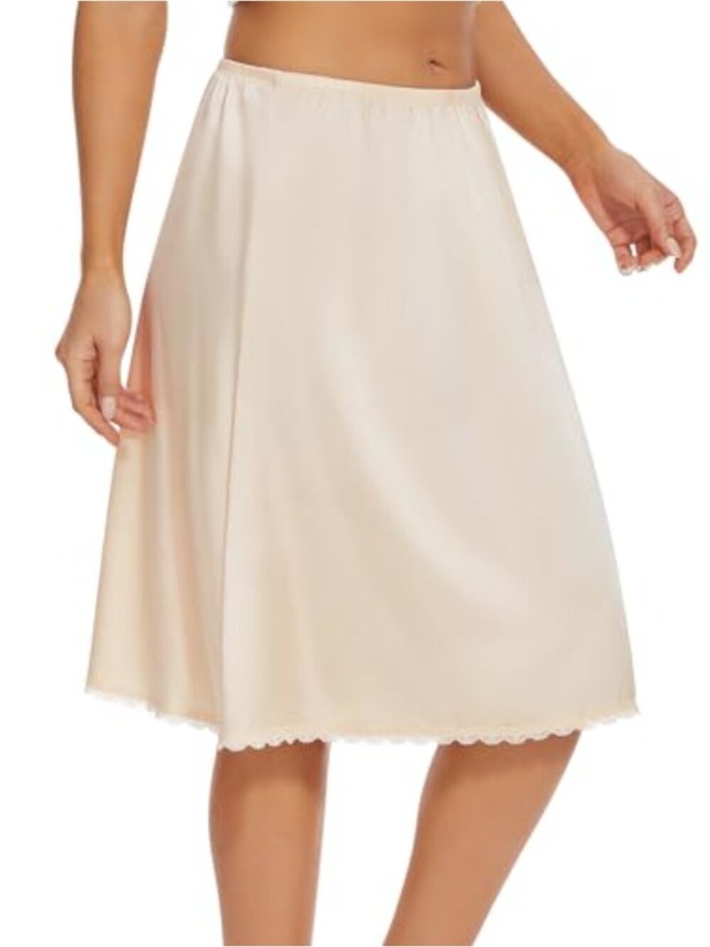 Women's Satin Half Slip for Under Dresses Lace Underskirt Extender